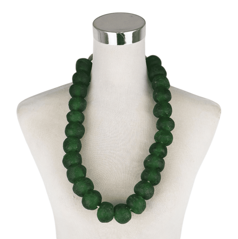 NECKLACE GLASS BEAD CHUNKY DOUBLE EMERALD