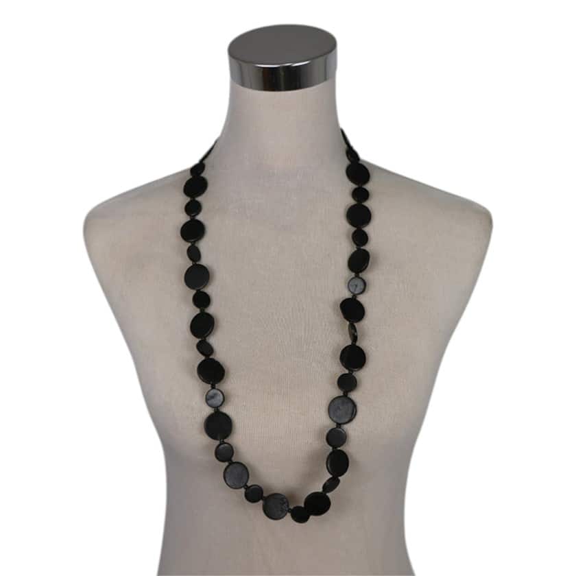 NECKLACE BONE BLACK DISC