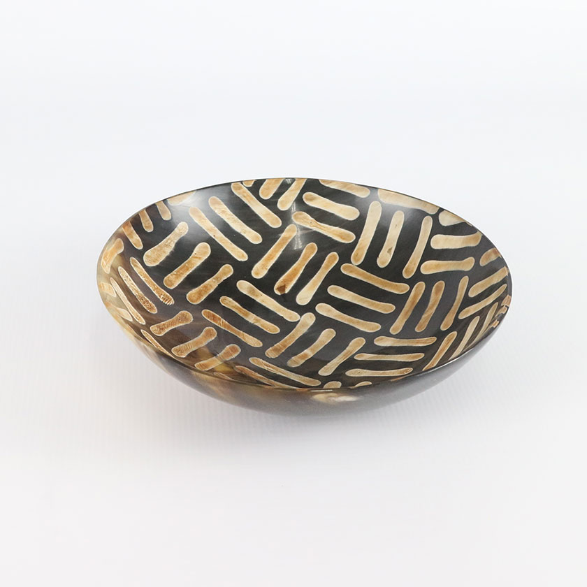 HORN BOWL DECO ROUND XLARGE WITH LINES