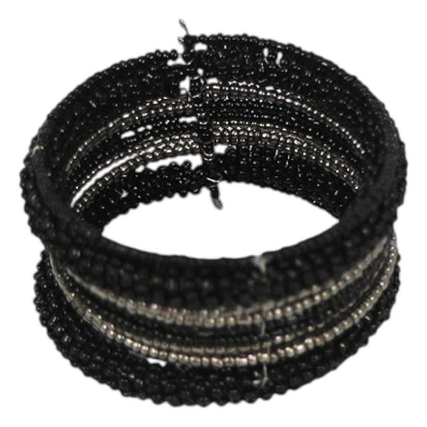 BRACELET CUFF ROPE BLACK & SILVER