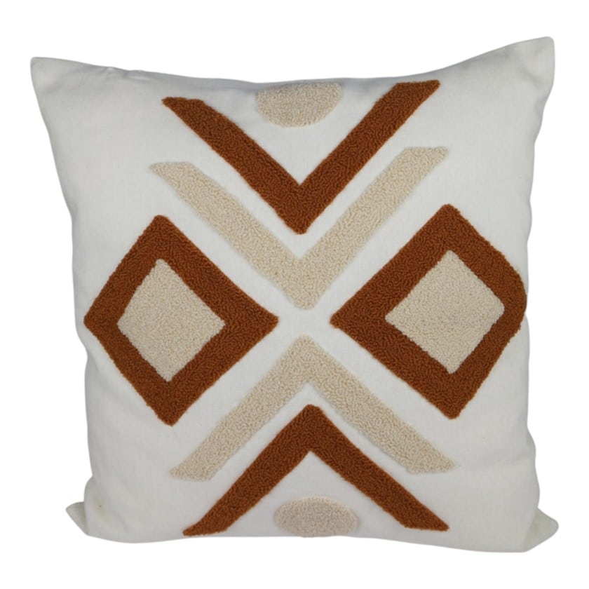 CUSHION ARROW EMBROIDED TERRACOTTA WITH INNER