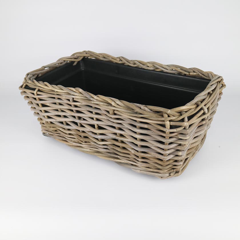 RATTAN THICK LINED PLANTER RECTANGULAR