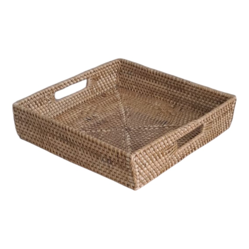RATTAN NAPKIN BASKET SQ MOTIF NATURAL