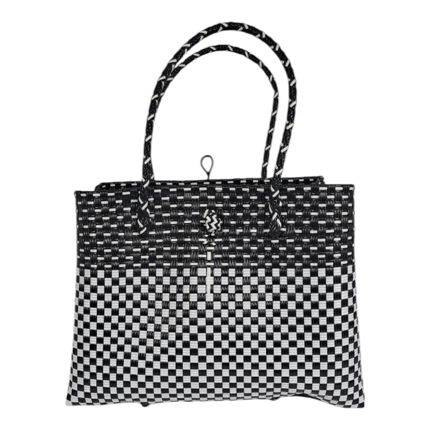 BAG PVC BLACK & WHITE STRIPE LARGE