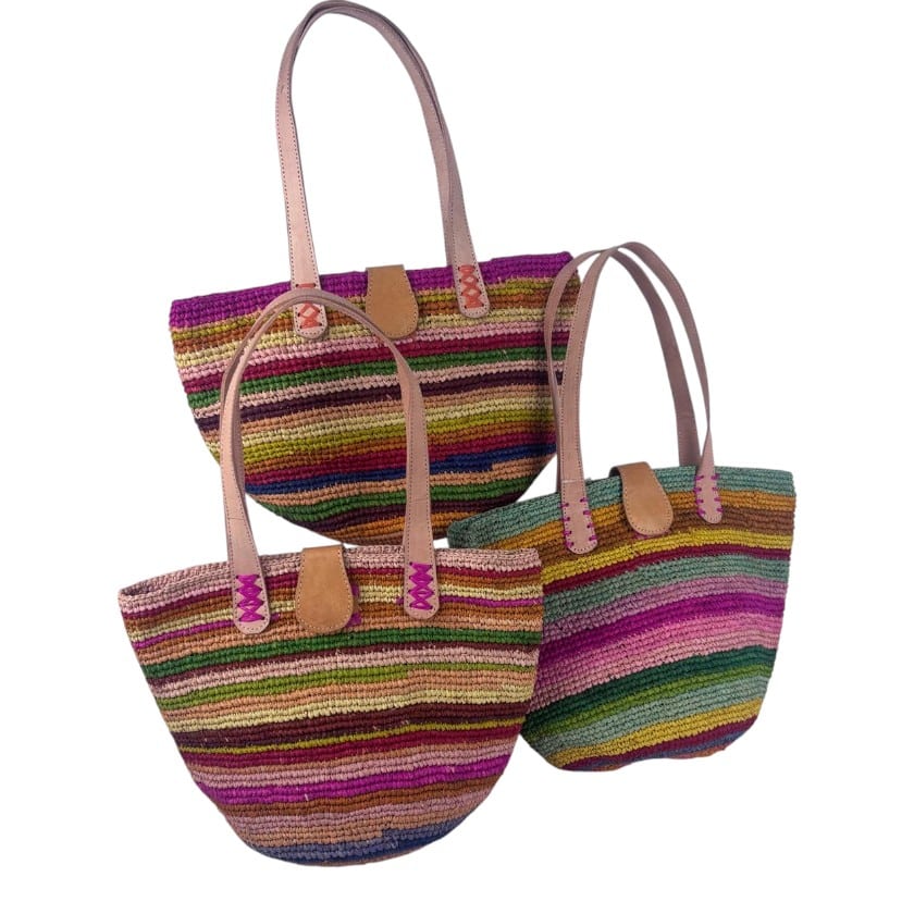 RAFFIA CROCHET RAINBOW BAG MEDIUM ASSORTED
