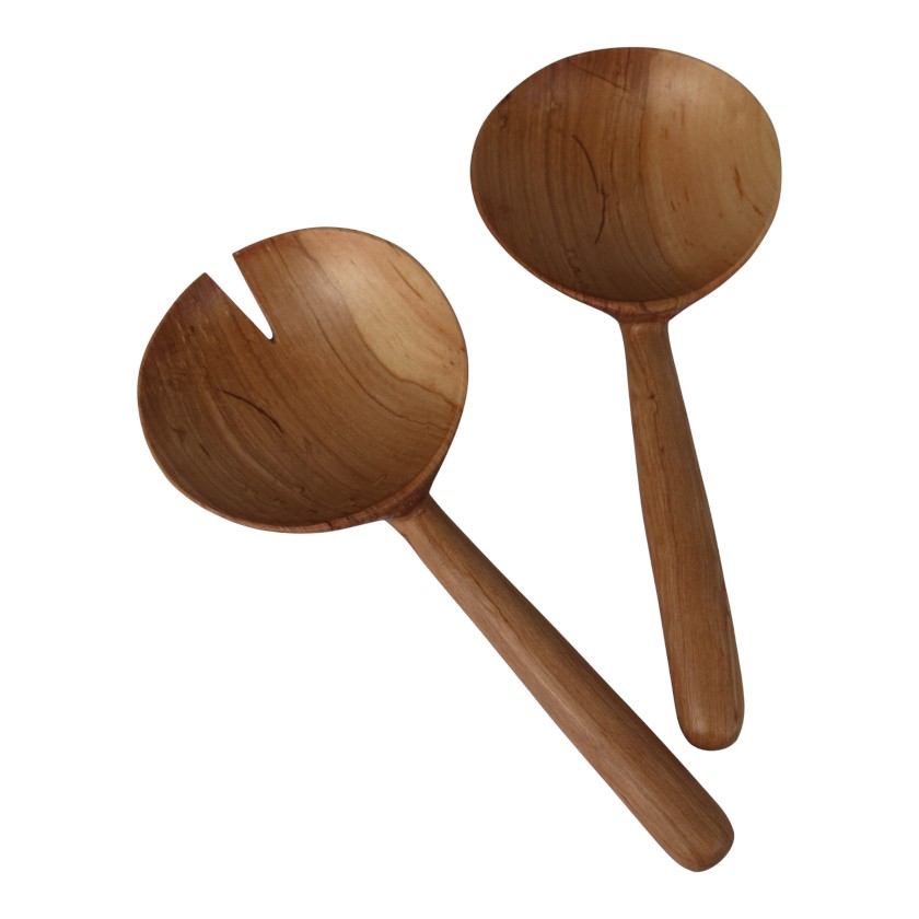 WOOD SALAD SERVERS 11' ROUND