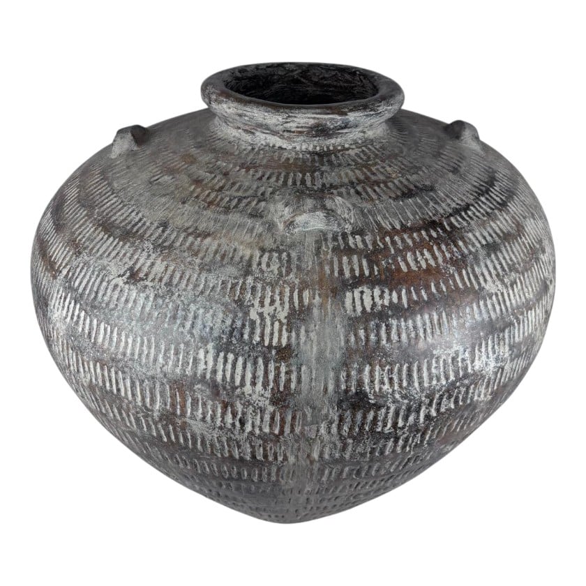 FIBRE POT CHOC GREY BELLIED