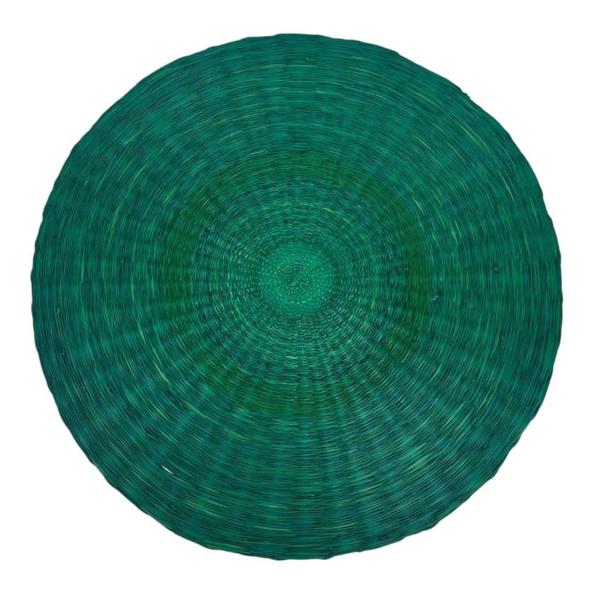 RAFFIA PLACEMATS ROUND FINE WEAVE EMERALD