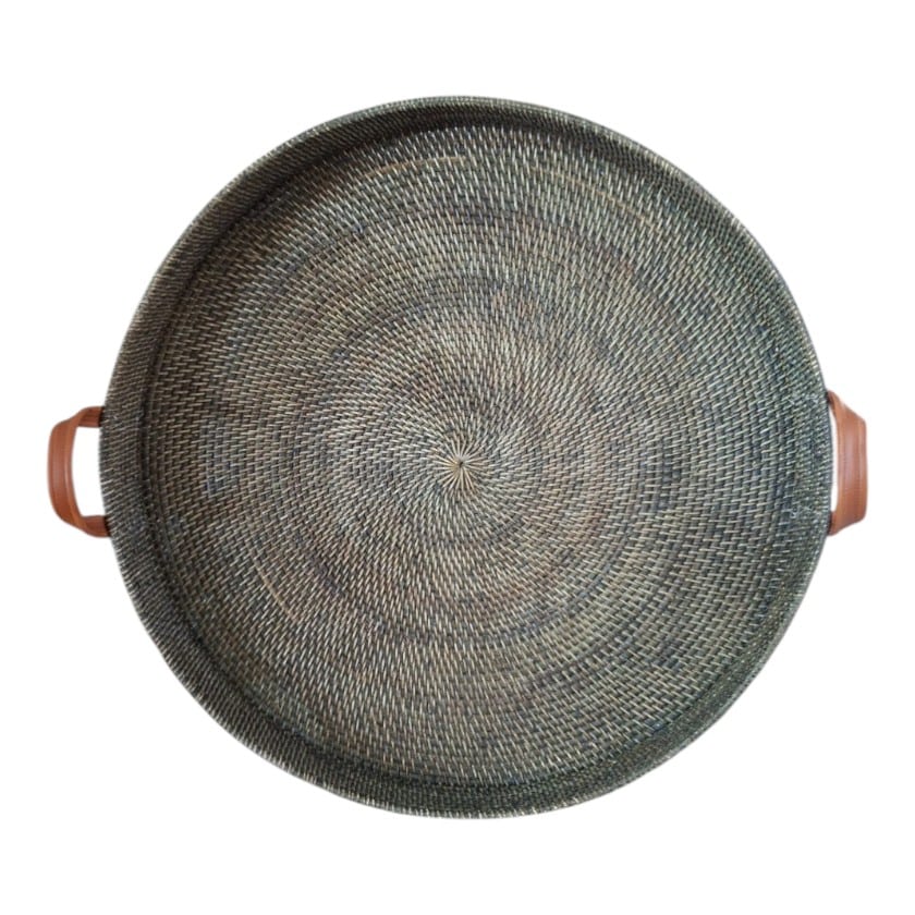 RATTAN OTTOMAN TRAY XXL ANTIQUE
