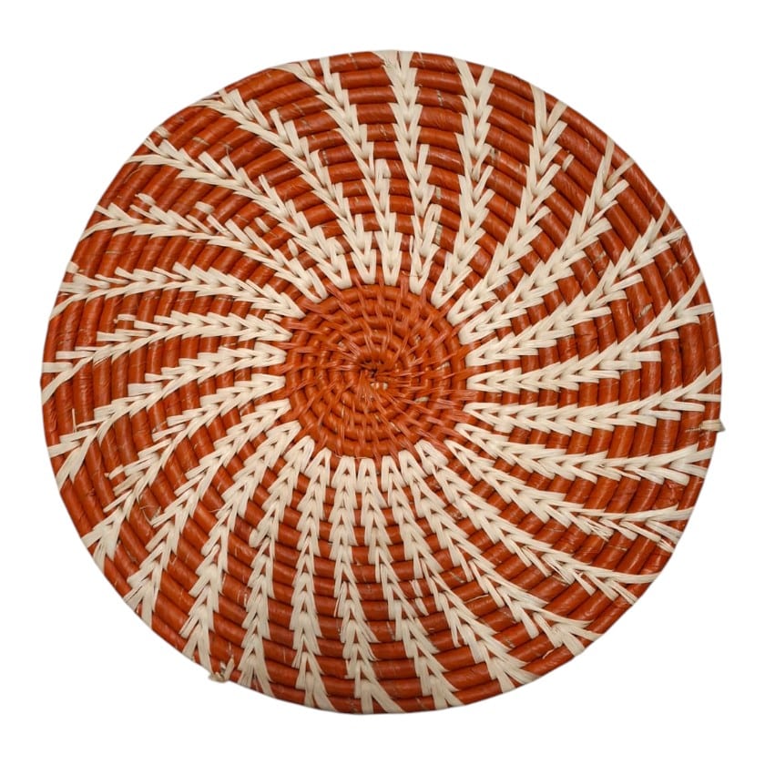 RAFFIA PLACEMATS SPIRAL TERRACOTTA WITH NATURAL