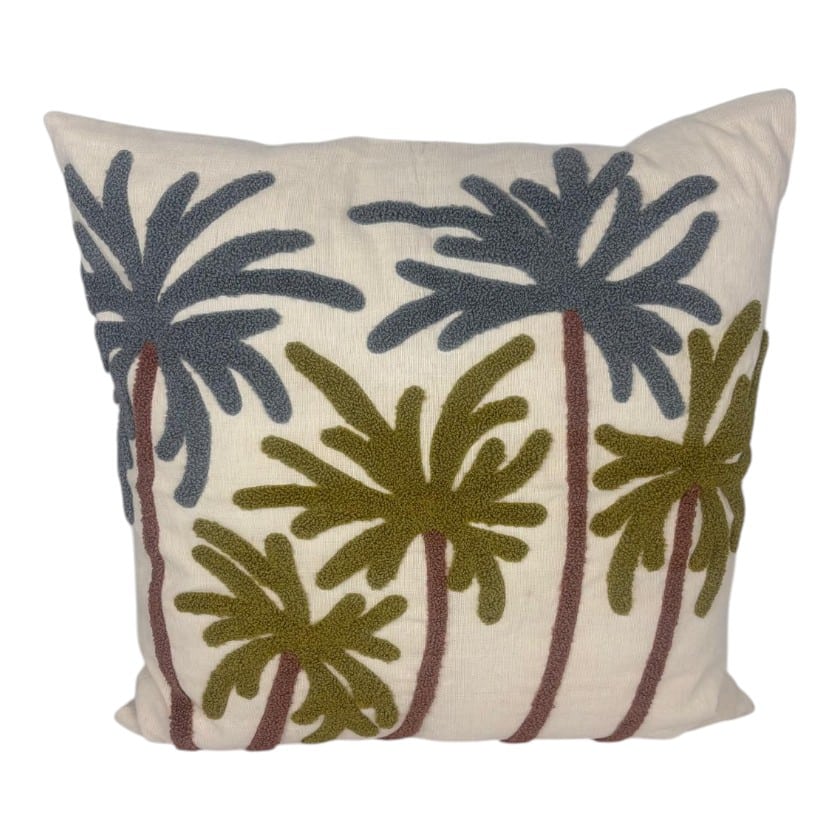 CUSHION EMBROIDERED PALM MULTI WITH INNER