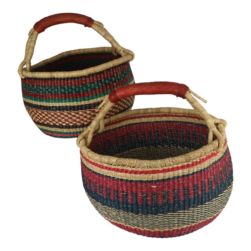 BOLGA BURKINA BASKET W HANDLE ROUND MEDIUM