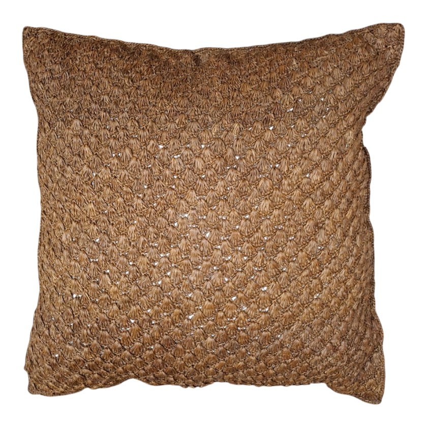 CUSHION RAFFIA CINNAMON WITH INNER PINEAPPLE