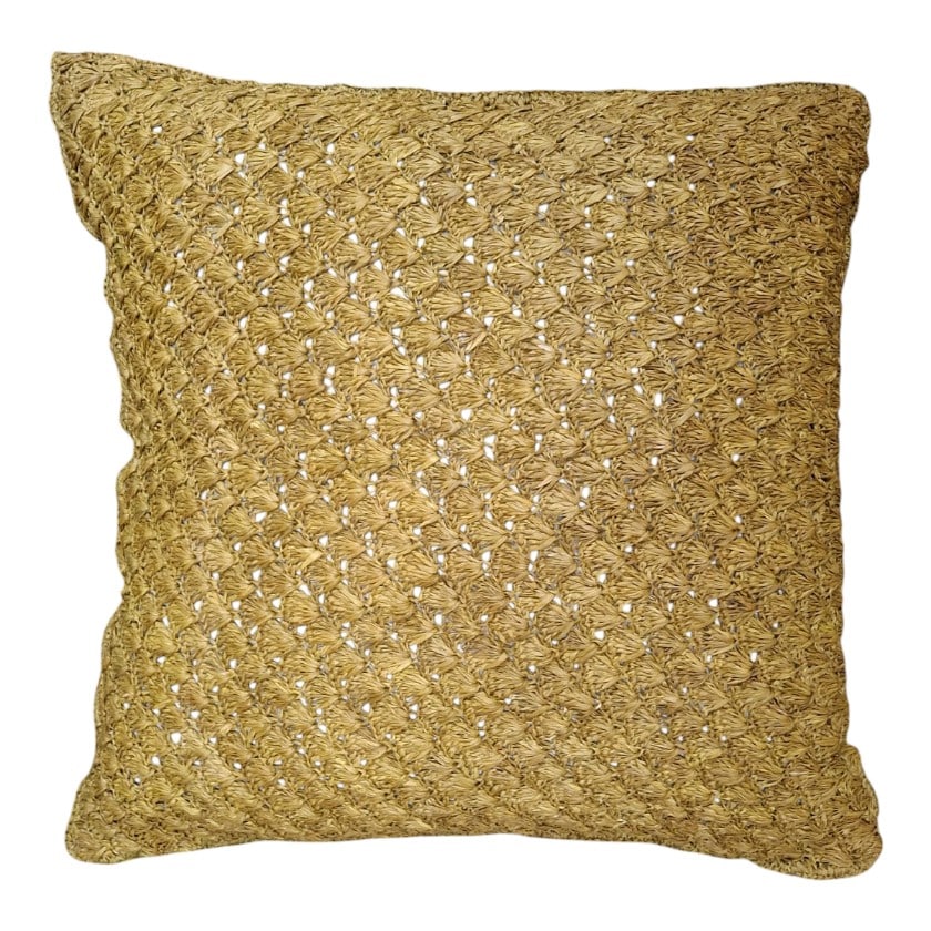 CUSHION RAFFIA OCRE WITH INNER PINEAPPLE